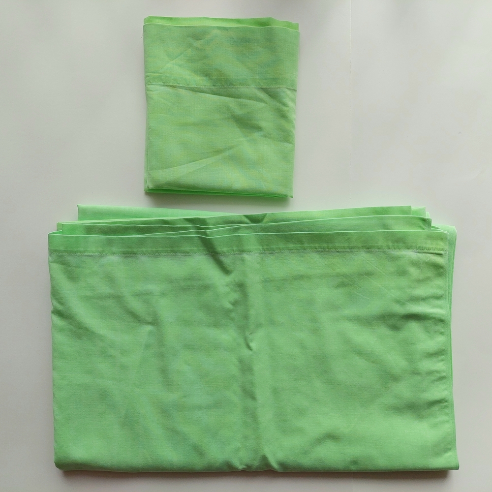 VTG Retro Green Fashion Manor Penn-Prest Percale Twin Sheet 72 x 108 Pillow Case